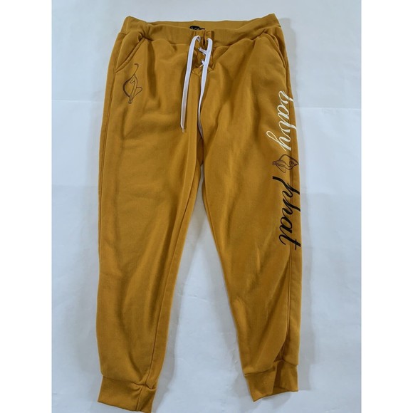 Baby Phat Pants - Baby Phat Plus Size 3X Yellow Lace Up Sweatpants Joggers